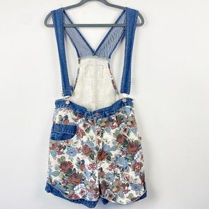 VINTAGE WANTED OUTLAW BLUEJEANS Denim Floral Overall Bibs Large L